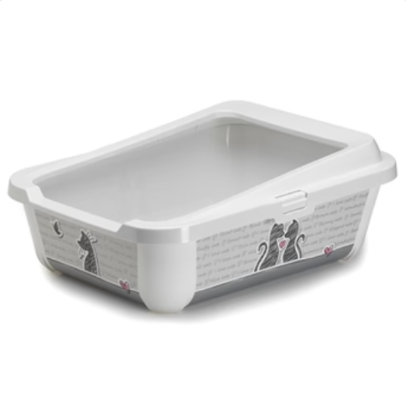 Moderna Trendige Katzentoilette Offen + Rand Katzen Verliebt 39X51X19 CM